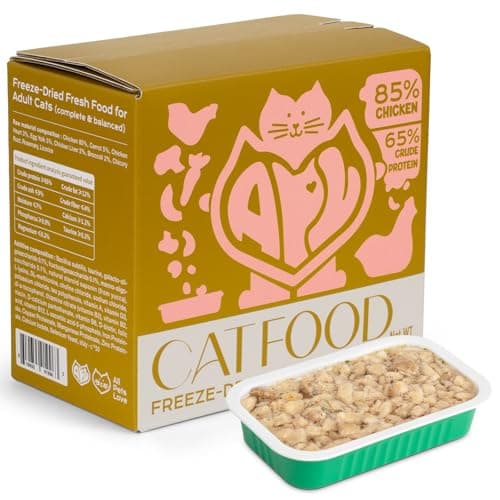 APL Freeze-Dried Cat Food, 0.5oz x 6 Pack | 90% Animal Ingredients, 65% Crude Protein | Chicken, Heart & Liver Recipe with Yucca Extract | Grain-Free, Complete Meal for Travel, Mixing & Sharing