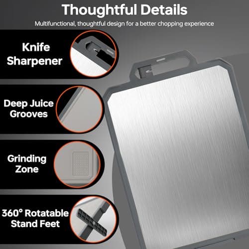 Stainless Steel Cutting Board for Kitchen, 2-in-1 Double-Sided 304 Steel & PP, Non-Slip Chopping Board, 11.7"×15.7",1PCS - Thumbnail 4