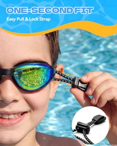 Aegend Swim Goggles Kids 3-14 Anti-Fog Leak-Proof Pool Beach Vacation - Thumbnail 2