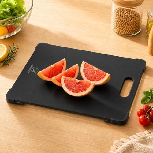 Black Glass Cutting Board, 12x8 Tempered Glass Chopping Board with Non-Slip Corner Guards, Shatter-Resistant, Scratch-Resistant, Food-Safe & Non-Toxic Countertop Protector Kitchen Prep Board
