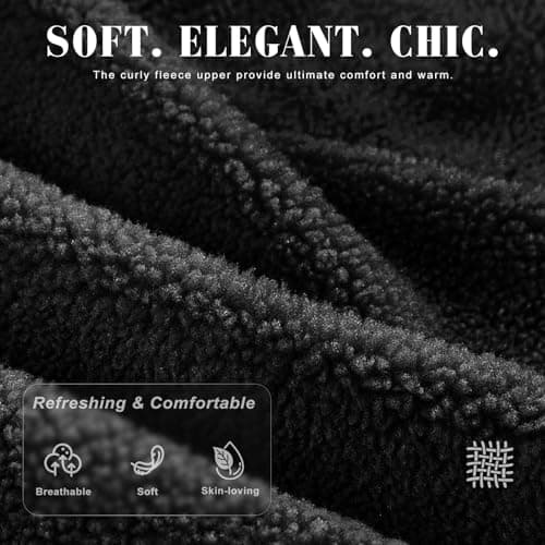 Parlovable Women's Memory Foam House Slippers, Warm Polar Fleece Lined, Faux Fur, Non-Slip Rubber Sole, Indoor Outdoor, Machine Washable Comfort Shoes Black 9-10 - Thumbnail 5
