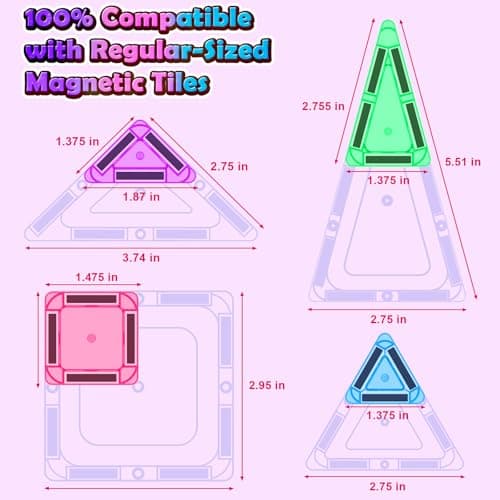 Coodoo Mini Magnetic Tiles Set with Iron Box, Travel Essentials Portable Magnet Building Blocks, Montessori Educational Sensory Toys for Toddlers 3+ Boys Girls Birthday Gift Classroom Must Haves - Thumbnail 4