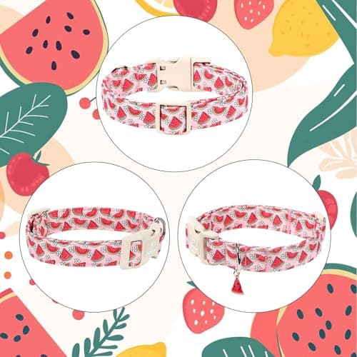 Babole Pet Summer Dog Collar Pink Watermelon Girl Dog Collars for Large Dogs - Lightweight Adjustable Cute Female Dogs Everyday Collar with Safety Buckle L - Thumbnail 5