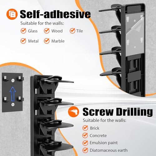 HeQe Hat Organizer for Baseball Caps Hold Up to 40 Hats, 2 Pack Hat Rack for Wall, Strong Adhesive Hat Storage Display Holder for Closet Door and Wall (Black) - Thumbnail 6