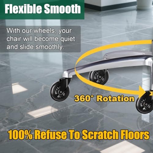 TESUMI Office Chair Wheels 3 Inch Roller Blade Rubber Chair Casters Replacement, Heavy Duty Quiet No Scratch Gaming Chair Wheel for Hardwood Floor Carpet, Set of 5, 11mm Universal Fit/Not for 1KEA - Thumbnail 5
