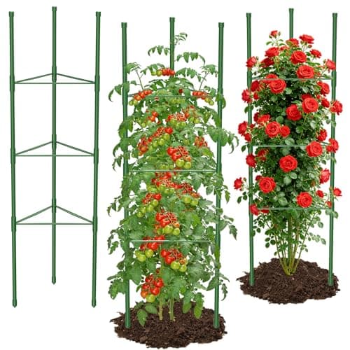 MYMULIKE 3 Pack Extra Larger Tomato Cages, 51in*17in Adjustable Tomatoes Plant Stakes Support Cages Trellis for Garden, Garden Trellis for Vegetable Flowers Fruits Climbing Plants - Image 1