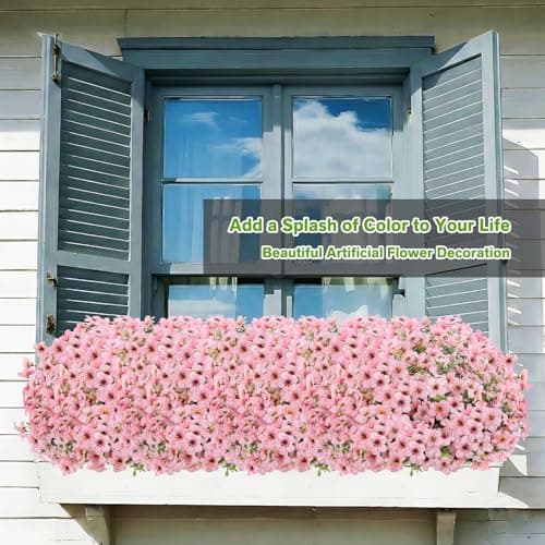 LetuoClips Artificial Flowers Fake Plants for Outdoors Spring Decoration, 13Bundles Silk Realistic UV Resistant Faux Flowers for Outside Planter Porch Yard Patio Garden Home Indoor, Pink - Thumbnail 6