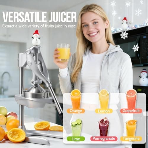 Manual Juicer, Sopito Effortless Stainless Steel Juicer Press Heavy Duty Citrus Squeezer for Orange Lemon Grapefruit Pomegranate, Easy to Clean - Thumbnail 4