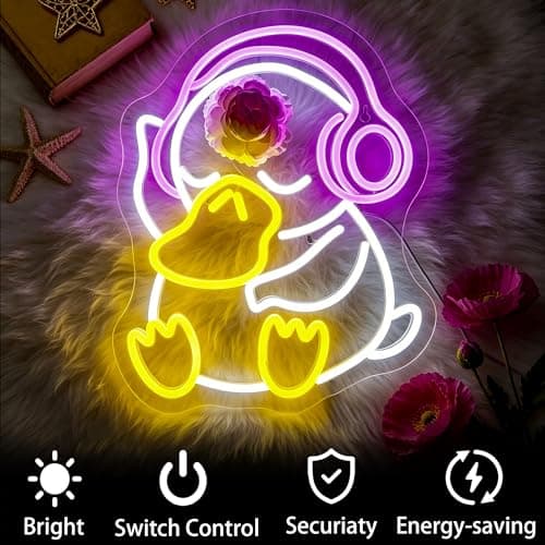 FPLL Neon Sign - Duck LED Neon Signs for Wall Decor, Cute Animal Light Up Led Sign for Bedroom, Party, Bar, Game Room & Home Room Decor - Thumbnail 5