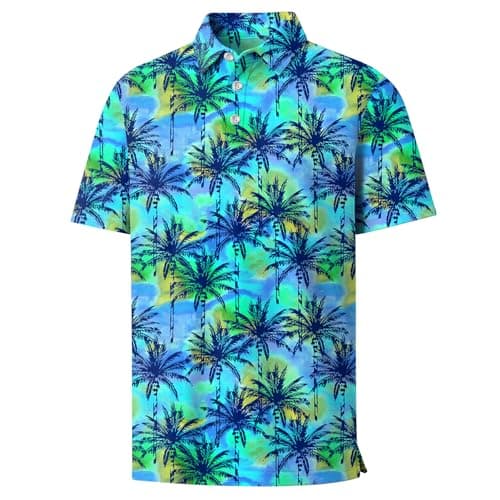 Rioofinx Kids Golf Polo Shirts Hawaiian Print Polo Shirt Moisture Wicking Quick Dry Fabric Casual Short Sleeve Tops School Uniform YS06 5-6T