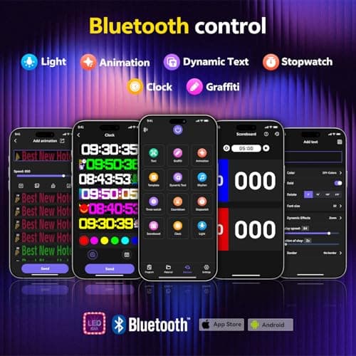 Large Programmable Indoor Window LED Sign, P5 Resolution LED Signs, Bluetooth App, for Business Bars Gaming Rooms Restaurants Festivals (37"x 8") - Thumbnail 3