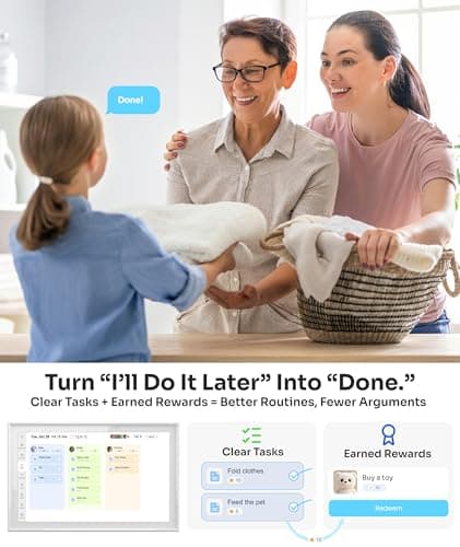 Ingnok Digital Calendar: 15.6inch Wall Planner,Real-Time Electronic Calendar Sync, Smart Touchscreen for Family Schedules, Built-in Chore Rewards & Wall Mount –Designed for Your Organized Life - Thumbnail 3