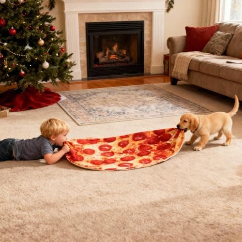 Pepperoni Pizza Blanket Baby Stuff Shower White Elephant Gifts for Kids Throw Blankets Wrap Swaddle Toddler Boy Girl Party Novelty Gag Pets Soft Fleece 40in - Thumbnail 4