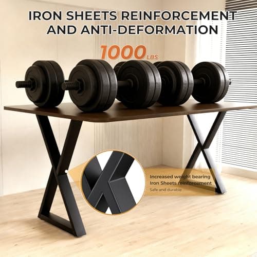 SNYXXOZ Table Legs 28”H x 24”W Heavy Duty Metal Furniture Legs Z Shape for Dining Table Kitchen Table Office Desk Table Base Replacement with Adjustable Feet Pads Screws 1000 LBS Load Black Set of 2 - Thumbnail 6