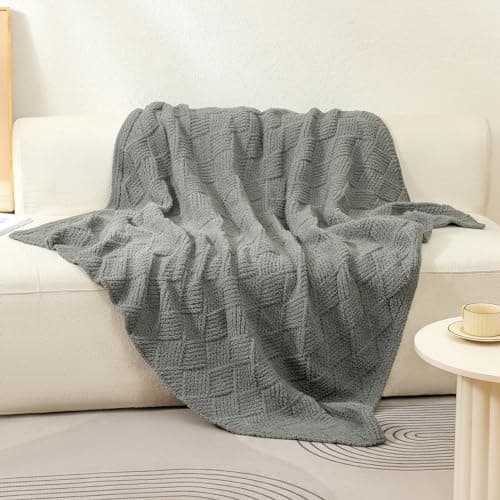 bearberry Super Soft & Fuzzy Minky Throw Blanket Lightweight All-Season - Diamond Stitch Plush Fleece for Couch, Bed, Sofa | Machine Washable Cozy Gift for Women, Men, Home (Grey, 50”x60”) - Thumbnail 2