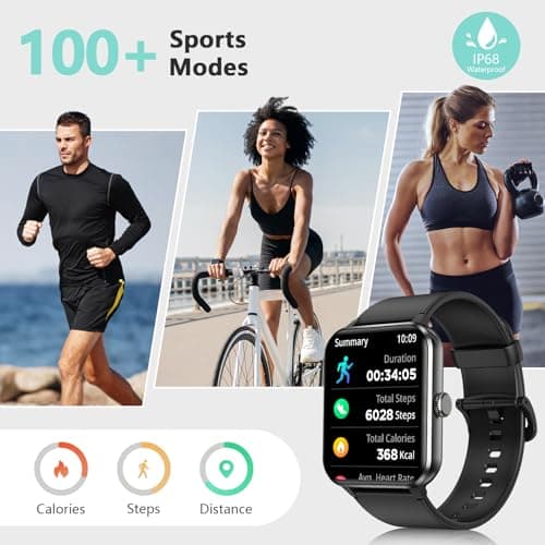 Blackview 2026 Smart Watch (Answer/Make Calls), Fitness Watch for Men and Women with Heart Rate/SpO2/Sleep Monitor/2 Straps, 100+ Sports Modes, IP68 Waterproof Activity Tracker for Android/iPhone - Thumbnail 2