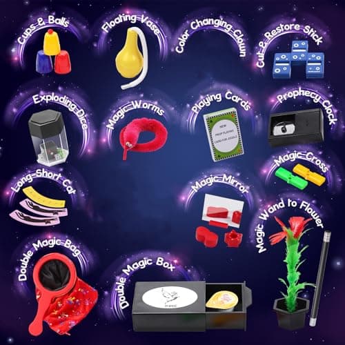 Skirfy Magic Kit-75+ Magic Tricks for Kids Age 6-8,Perfect Magic Toys for Kids,Featuring with Floating Vase,Double Magic Bag,Magic Mirror-Great Birthday Gifts for Boys Girls - Thumbnail 6