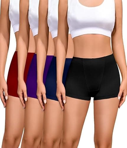 Nexgenz Cotton Boyshort Underwear for Women Cotton Boxer Briefs for Women Underwear Shorts 4 Pack Dark Purple/Fuchsia/Navy Blue/Black X-Large 2" Inseam - Thumbnail 2