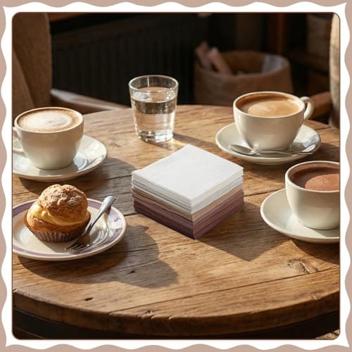 NatNarr 120 Pcs Brown Napkins, 6 Color Brown Cocktail Napkins Disposable Square Dessert Beverage Napkin Small Paper Napkin for Bridal Baby Shower, Wedding, Birthday, 5inch - Thumbnail 4