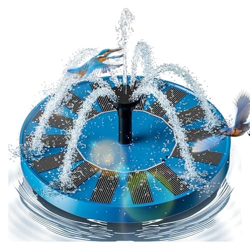 2.5W Solar Bird Bath Fountains – Upgraded Solar Pond Fountain with 6 Nozzles,Solar Fountain for Bird Bath, Pond, Garden Decor (Blue) - Image 1