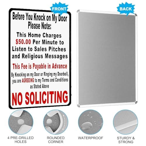Carastora Vintage Metal Tin Sign Funny Sarcastic Party Wall Art Decor Signs, Before You Knock On My Door Sign No Soliciting Metal Sign 12x8 Inches - Thumbnail 5