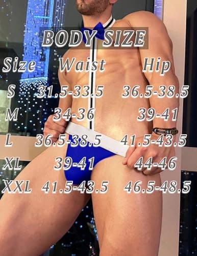 Avidlove Men's Sexy Mankini Thong Swimsuit Suspender Swimwear Mens Low Rise Lingerie with Bow Tie Blue X-Large(Refer to the updated sizes) - Thumbnail 6