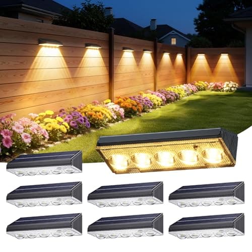 KOOPER Solar Fence Lights Outdoor Waterproof, 8 Pack Warm White & 9 Fixed Colors & Color Changing Fence Lights Solar Powered, Solar Lights Outdoor Fence for Outside Backyard Railing Patio Wall Deck - Image 1