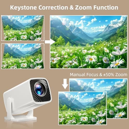 Mini Projector, Portable Projector 4K & Full HD 1080P Support, 270° Rotation Outdoor Projector, Movie Projector Compatible with Smartphone, TV Stick, Laptop, PS4, HDMI, USB - Thumbnail 4