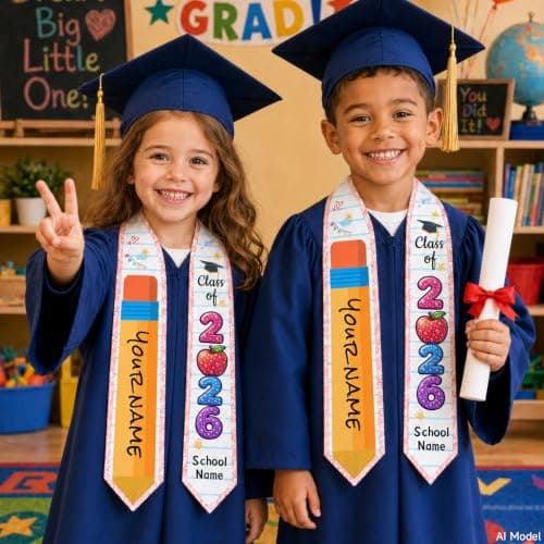 Custom Kids Graduation Sash Personalized Kindergarten Preschool Stole - Thumbnail 6