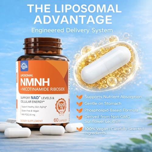 Sunshine & Rain Steady Energy Without Caffeine Crashes – Liposomal NMNH + NR + PQQ Support Capsules for Cellular Energy, Focus & Healthy Aging | 60 Capsules - Thumbnail 6