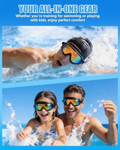 Aegend Swim Goggles for Adult Youth - 2 Pack Wide View Anti-Fog Anti-UV Swimming Goggles for Men & Women (Aqua & Bright Orange) - Thumbnail 6