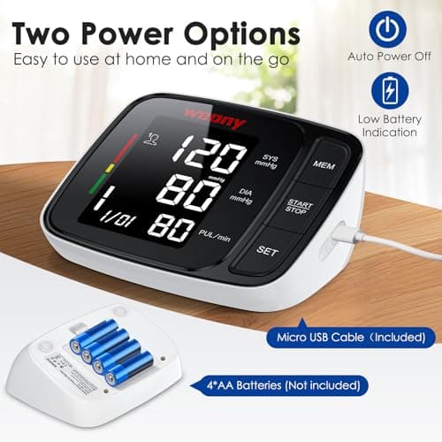 WEONY Blood Pressure Monitor,Upper Arm Blood Pressure Monitors for Home Use,FSA&HSA Eligible Digital Blood Pressure Machine,Adjustable 8.7"-17" Blood Pressure Cuff Backlight LCD 2 * 90 Memory - Thumbnail 6
