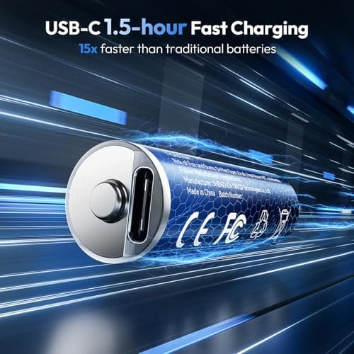 NTONPOWER AA Lithium Rechargeable Batteries 8 Pack, 1.5h Fast Charge USB C Rechargeable AA Batteries, Eco-Friendly Over 1500 Cycles, 1.5V 2100 mWh, Suitable for Xbox Controllers & Wireless Mice - Thumbnail 5