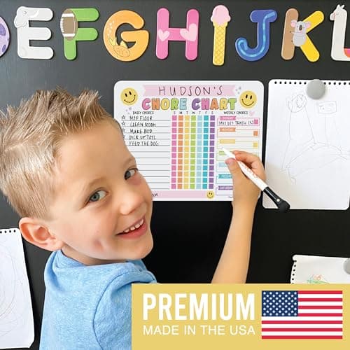 Hadley Designs Magnetic Chore Chart for Kids – Reward Chart for Kids, Dry Erase Responsibility Board for Children at Home, Fridge Behavior Tracker for Daily & Weekly Tasks, Pink Toddler Chore Board - Thumbnail 4