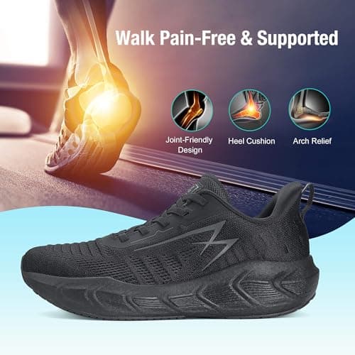 OL OUTJET LEGEND Men's Slip-On Walking Shoes Breathable Running Sneakers Hands-Free Cushion Tennis Shoes Non-Slip Gym Workout Sports Athletic Cross Training Fashion Wide Toe Sneakers Black - Thumbnail 6