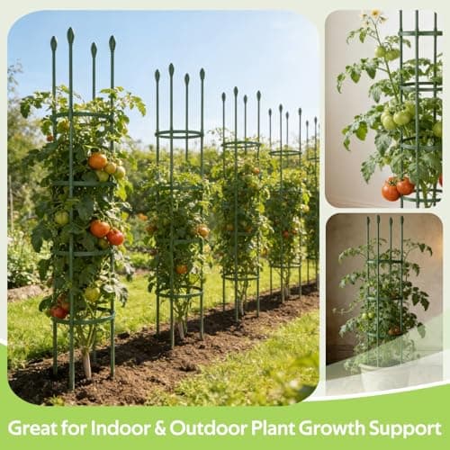 Jesosia 2 Pack Tomato Cages for Garden - Heavy Duty Tomato Trellis for Climbing Plants Vines Outdoor & Indoor - 63 Inch Adjustable Tall Tomato Cage Plant Support Stakes for Pots Raised Garden Bed - Thumbnail 6