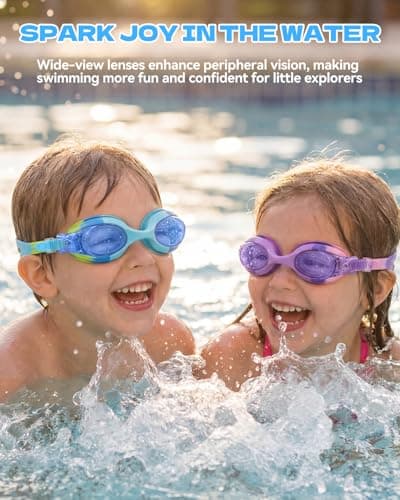 Aegend Swim Goggles for Kids Age 3-8 Anti-Fog Clear Vision Full Protection Goggles Perfect for Toddler Swimming (Green-1 Pack) - Thumbnail 2