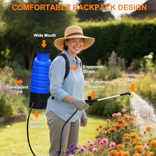 4 Gallon Battery Operated Backpack Sprayer, 100 PSI Electric Garden Sprayer with 12V 8Ah Rechargeable Battery, Trigger Lock, Stable Pressure Pump, Adjustable Nozzles for Lawn Care & Garden - Thumbnail 6