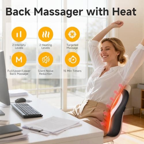 Zorynae Shiatsu Back and Neck Massager for Pain Relief Deep Tissue, Up and Down Rolling Back Massager with Heat, 3D Kneading Massage for Office Home, Birthday Gifts for Women Men Mom Dad - Thumbnail 2