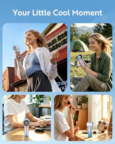 CHEERAIR Handheld Portable Fan, Adjustable Speed Powerful Mini Personal Fan, Rechargeable 5000mAh Battery Up to 18 Hours Runtime, Pocket Turbo Fan with Smart LED Display for Travel, Office, Outdoor - Thumbnail 6