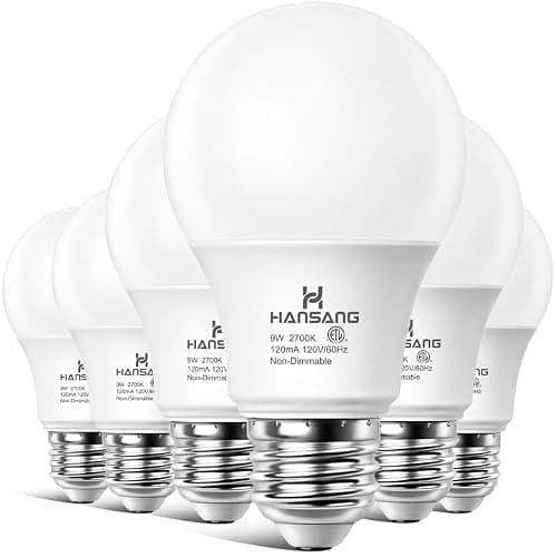 hansang A19 LED Light Bulbs 2700K Soft White E26 Base 60 Watt Equivalent