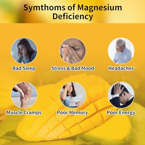 Magnesium Glycinate Gummies 1000mg - Sugar Free Magnesium Potassium Supplement with Vitamin D, B6, CoQ10 for Calm Mood & Sleep Support - 180 Mango Pineapple - Thumbnail 3