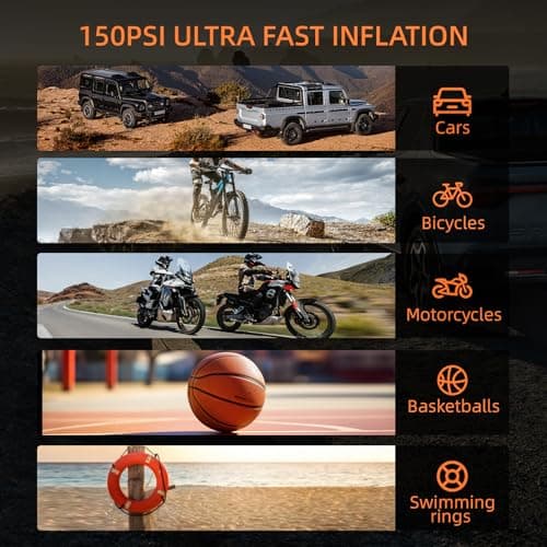 Jump Starter with Air Compressor 4000A Portable Battery Pack 10000mAh Power Bank Emergency SOS LED Light 22-Cylinder 150PSI Cordless AutoShutoff Tire Inflator Window Breaker - Thumbnail 2