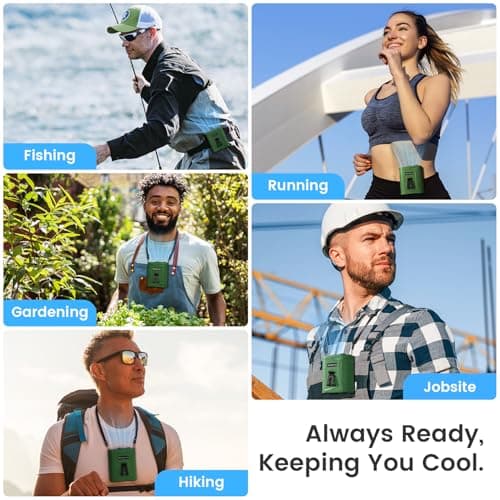 KIBEE Rechargeable Wearable Waist Fan, 12500RPM Strong Airflow with LED Light, 5 Speeds, 29H Long Lasting for Jobsite, Farm & Hiking - Thumbnail 5
