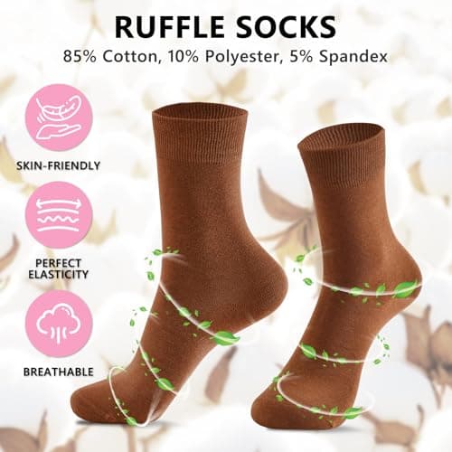 MORECOO Socks for Women - 6 Pairs Cotton Socks Soft Breathable Seamless Toe Non-Slip Crew Socks for Daily Work Casual Wear - Thumbnail 5