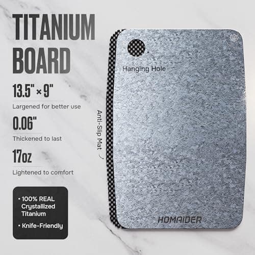 Homaider Titanium Cutting Board – Pure Titanium Chopping Board for Kitchen – Non-Toxic, Microplastic-Free, Double-Sided, Dishwasher Safe, Durable Metal Cutting Board - Thumbnail 3