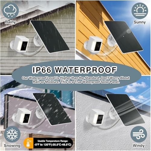 1 Pack 6W Solar Panel for Ring Camera – Battery Maintenance Solar Charger, Compatible with Ring Spotlight Cam/Plus/Pro & Stick Up Cam Battery/Pro, USB-C & DC for Security Cameras - Thumbnail 4