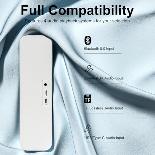 Computer Speaker for Desktop,Rechargeable PC Speaker,Small Computer Soundbar with Stereo & Bass,3.5mm Aux-in,Bluetooth,TF Port,Loud Volume for Web Conferences,Teacher,Music (White) - Thumbnail 3