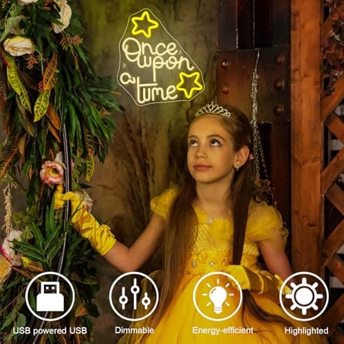 NXYX Once Upon A Time Neon Sign Fairy Tale Inspired LED Wall Art for Nursery Bedroom or Living Room Decor Magical Storybook Themed Lighted Sign for Kids and Book Lovers - Thumbnail 5
