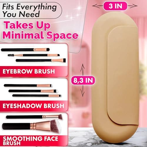 Silicone Makeup Brush Holder Travel – Stylish Silicone Make Up Bag 8.3 in, Travel Makeup Bag for Brushes, Easy-to-Clean Waterproof Case, Fits Purse or Tote, Magnetic Clips, Sturdy Brush Organizer - Thumbnail 2